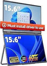 cocopar Laptop Screen Extender - Double 15.6 inch 1080P Dual Screen Monitor with Speaker HDMI USB-C Triple Monitor for Laptop MacBook Surface PC Xbox PS5 w/Kickstand, VESA Mountable