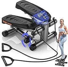 vannect Mini Stepper Exercise Machine, Steppers with Resistance Bands, Stepper Machine for Home, Step Machine Exerciser with LCD Monitor, Space Saving, Non-Slip Pedal, Full Body Training