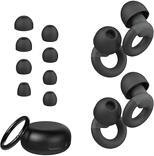 Ear Plugs for Sleeping, 2 Pairs of Reusable Earplugs for Noise Reduction 25dB-30dB with 8 Ear Tips, Soft Hearing Protection EarPlugs for Concert,Noise Sensitivity, Study & Work