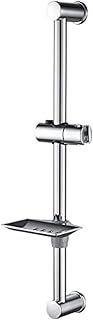 Ibergrif M20802 Shower Riser Rail, Wall Mounted Shower Slide Bar with Soap Dish Bracket Chrome Adjustable Shower Head Holder Bar for Bathroom