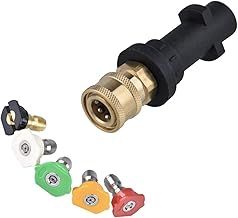 YUET Pressure Washer Adapter Accessories for Karcher K2 K3 K4 K5 K6 K7 Kärcher Handgun,1/4'' Quick Connect Female Fitting,with 5 Power Nozzle Tips Multiple Degrees, 2.5 GPM 3000 PSI