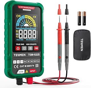 TESMEN TSM-522S Digital Multimeter, TRMS 4000 Counts Voltage Tester, Voltmeter Measures AC/DC Voltage, NCV, Diode, Capacitance, Resistance, Continuity, Frequency & Live Wire for Household, DIY-Green