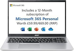Acer Aspire 1 A115-32 Laptop - Intel Celeron N4500, 4GB, 64GB eMMC, Integrated Graphics, 15.6-inch FHD, Windows 11, Silver