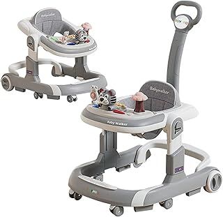 Baby Walker Foldable, Suitable for 6 to 12 Months Baby Boy, Girl,3 in 1 Multi-Functional Wheeled Baby boy and Girl Push Walker, Anti-Rollover Baby Walker, Foldable Baby Chair, Grey