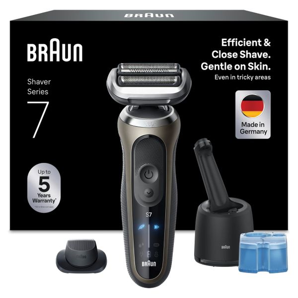 Braun Series 7 Electric Shaver, Wet & Dry Razor for Men, Gold
