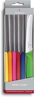 Victorinox Swiss Classic Tomato and Table Knife, Set of 6, Extra Sharp, Wavy Edge, 11 cm, Stainless Steel, Multicolored