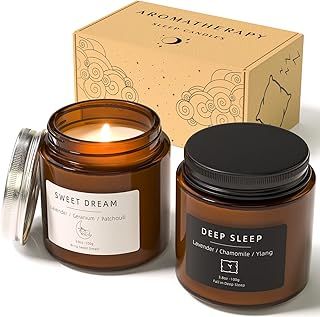Sleep Candles Gifts for Women, Lavender Scented Candles Gift Set for Anxiety, Lavender Promotes Sleep, Chamomile Relieves Stress, Relaxation Gifts for Women