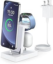 Fast Charging Station for Samsung - NANAMI Triple Charger Stand with 30W USB C Charger for Galaxy Watch Buds S25 Ultra A72 A55, 3 in 1 Charging Dock for Multiple Devices with USB C Port,Not for iWatch