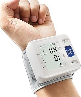 Wrist Accurate Automatic High Blood Pressure Monitors Portable LCD Screen with Storage Case and Adjustable Cuff Powered by Battery - White
