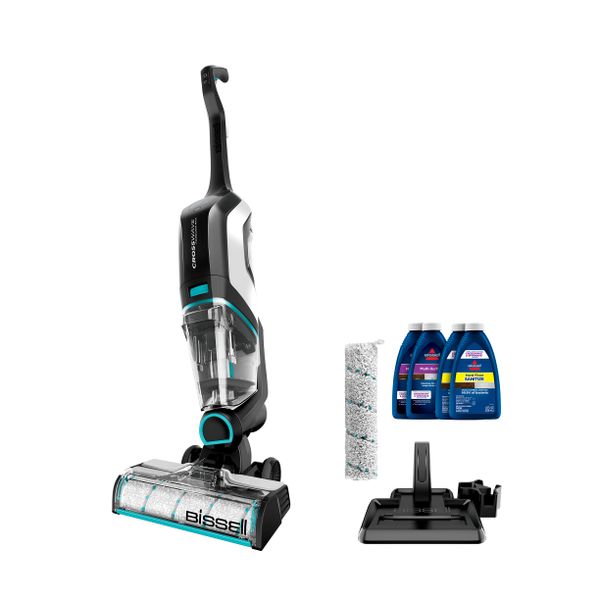 Bissell, 2554A CrossWave Cordless Max All in One Wet-Dry Vacuum Cleaner and Mop for Hard Floors and Area Rugs, Black/Pearl White with Electric Blue Accents