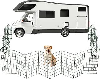 15ft Foldable Outdoor Caravan Dog Fence - Outdoor Puppy Play Pen for Caravan, Motorhome, Tent - Portable Pet Pen for Dogs - Flexible Cage, Dog Barrier & Dog Playpen for Outdoor Crate, Secure Dog Area