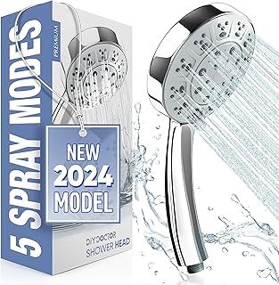 DIY Doctor Universal Shower Head – High-Pressure 5-Mode Shower Head, Very Easy to Install – Chrome Finish with Limescale Removal