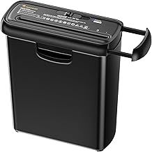 Bonsaii 6-Sheet Strip-Cut Paper Shredder, Small Paper Shredder for Home Use, Can be Used Without Bin, Extendable Arm Design with Overheat Protection, 9 Liter Bin, S123-A