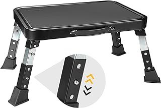 BONTEC 3-Level Height Adjustable Folding Step Stool with Anti-Slip Platform and Thick Rubber Feet, Portable Ladder for Adults and Children, Supports up to150kg for Kitchen, Bedroom, Office, RV Use