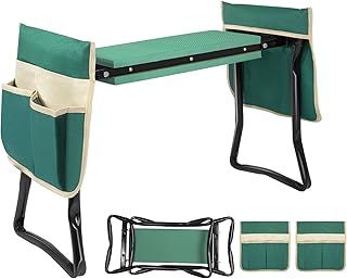 Uten Garden Kneeler Seat with Handles 2-in-1, Portable Foldable Gardening Stool with 2 Detachable Tool Bag & Thickened EVA Foam Pad for Gardening Enthusiasts and Elders