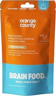 Lion's Mane Coffee Focus, Energy | Brain Food. Mushroom Coffee Drink, Shiitake, Maitake, Ashwagandha, Vegan, 1-Month Supply