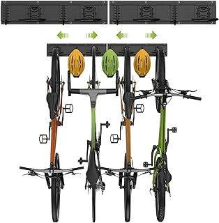 48Inch Bike Storage Rack for 6 Bikes + 5 Helmets, Heavy Duty Steel Bicycle Wall Mount, Black