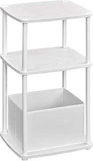 SONGMICS HOME Side Table, Bedside Table, End Table with 3 Storage Shelves, Fabric Basket, for Bedroom, Living Room, Steel Frame, 30 x 34 x 58 cm, Modern, Natural Beige LET286N01
