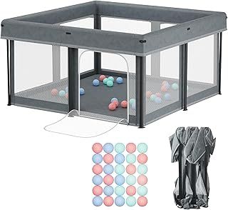 Baby Playpen Foldable 125x125cm Portable, Safe, and Spacious Collapsible Play Pen Baby with 30pcs Ocean Balls for Baby and Toddlers