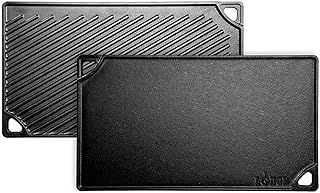 Lodge LDP3 42.55 x 24.13 cm / 16.75 x 9.5 inch Pre-Seasoned Cast Iron Rectangular Reversible Grill / Griddle, Black