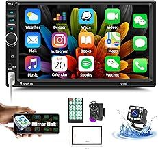 Double din Car Stereo with Bluetooth 7 Inch Touch Screen Car Radio with Mirror link for Android/IOS FM Radio SWC DVR USB AUX TF SD Car Multimedia Player+Backup Camera+Remote Control