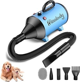 Dog Hair Dryer Blaster 3800W/5.2HP Pet Grooming Hair Dryer Low Noise Temperature Heater with 4 Different Nozzles and Pet Grooming Brush