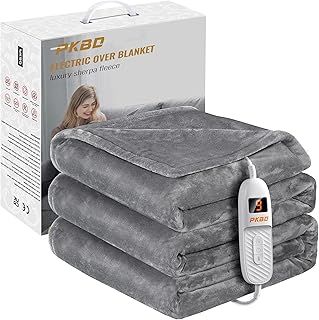 Electric Blanket Throw,190x130CM Heated Blanket with 9 Heat Settings and Up-to-9-Hours Auto-Off Timer,Machine Washable,Fast Heating For Home & Office Use,Grey