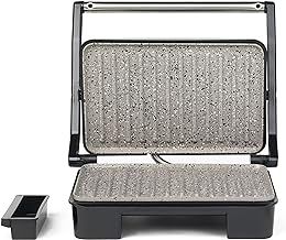 Salter Marblestone Health Grill – Non-Stick Panini Maker, No Oil Needed, Floating Hinge For Larger Foods, Automatic Temperature Control, Built-In Removable Drip Tray, Cool Touch Handle, 750W, EK2009