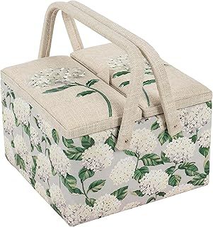 Hobby Gift Large Sewing Craft Hobby Storage Box, Twin Lid, Square, Hydrangea, 25 x 25 x 17cm