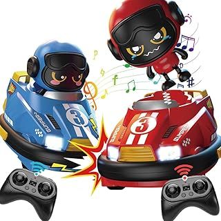 OBEST Remote Control Bumper Cars Toys for Kids Age 5-12 Year Cartoon Car with Ejecting Drivers for Boys Girls Adult 2Pack Road Rage Car with Music & Light, Family Party Games Chirstmas Birthday Gifts