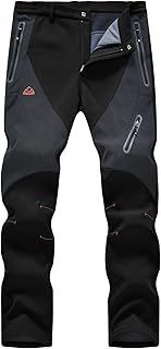 donhobo Men's Waterproof Trousers Softshell Fleece Lined Outdoor Walking Warm Thicken Hiking Ski Pants with Zip Pockets