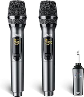LEKATO 2.4GHz Wireless Microphones, Metal Singing Microphone,Rechargeable Dual Handheld Cordless Mic Up to 30 Hours Runtime,Karaoke Mic Set for Singing,Speech, Church, Party, Home KTV, DJ,Wedding