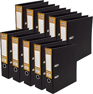 Pukka Pad, Black Recycled Lever Arch A4 Binder - 2 Ring, 70mm Paperboard File - Pack of 10 - Made of 100% Recycled Card, Recycle Me After Use
