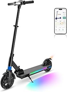 Electric Scooter, 8'' Foldable Kids Electric Scooters for Ages 8-16,LED Display, Colorful Lights, Adjustable Speed and Height, 25 Km/h & 20 Km Range E Scooter, Gift for Kids and Teenagers