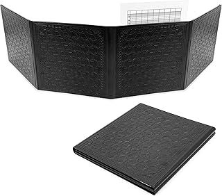 CASEMATIX DM Screen Faux Leather Embossed GM Screen - Four Panel Folding Dungeon Master Screen with Wet Erase Pockets and Compatible with Tabletop Roleplaying Games, Inserts Not Included, Black