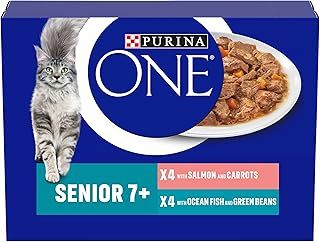 Purina ONE Senior 7+ Wet Cat Food Salmon and Ocean Fish 8x85G, Pack of 5