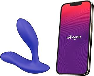 We-Vibe Vector + Vibrating Butt Plug - for Male Prostate Perineum - Remote Anal Toy - app Controlled - Flexible - Silicone Sex Toys for Adults - Blue