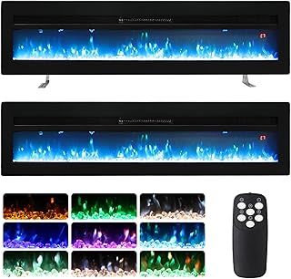 INMOZATA 102cm Electric Fire Recessed Wall Mounted Freestanding Electric Fireplace with Realistic LED Flame Effect, Adjustable Thermostat, Overheat Protection, 900W&1800W (102 cm/40 inch, Black)