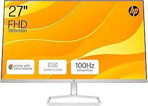 HP Series 5 27” Monitor | FHD IPS Display | 100 Hz Refresh Rate | 99% sRGB | 300 Nits Brightness | 1500:1 Contrast Ratio | Adjustable Tilt | Works with Chromebook | 2 HDMI 1.4, 1 VGA | White | 527sw