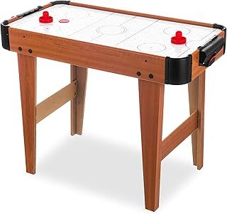 WICKED GIZMOS Air Hockey Game - Large Wooden Sport Board Game with High Powered Fan, 2 Pucks and 2 Paddles (Freestanding)