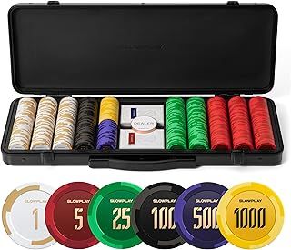 SLOWPLAY Godel 14g Clay Poker Chips Set for Texas Hold’em, 500 PCS [with Numbered Values] Features a High-end Chip case with Extra Durable German Polycarbonate Shell, for Poker Players