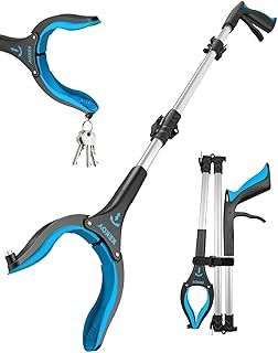 36'' Litter Pickers for Adults, Extra Long Portable Grabber Stick for Elderly, Helping Hand Grabber for Disabled Aid Picker Upper Grabber（Sky Blue, 91cm）