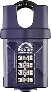 Squire Heavy Duty Padlock (CP50CS) - Toughest Closed Shackle - 4 Wheel Combination Padlock - Alloy Steel for Corrosion Resistance - Weatherproof Lock for Home, School & Garage (Blue, 50 mm)