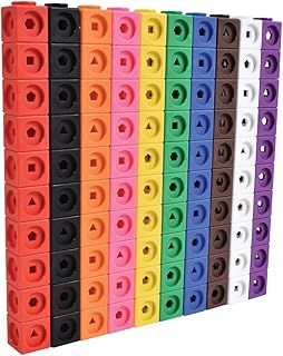 edxeducation Maths Cubes | Set of 100 | Maths Resources | 10 Colours | 5 Geometric Shapes on Each Block | Classroom Learning Supplies, Counting Cubes
