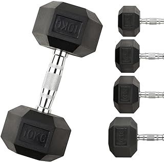 Dumbbells Set Heavy Weights Hex Dumbell Set Hexagonal Rubber Dumbbell with Metal Handles Anti-Rolling for Weight Lifting Bodybuilding Exercise Workout Strength Training Home Gym 2.5kg-30kg Pairs Sets