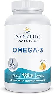 Nordic Naturals, Omega-3, 690mg, with EPA and DHA, High Dose, Lemon Flavour, 120 Softgels, Soy Free, Gluten Free, Non-GMO
