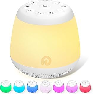 Dreamegg White Noise Machine, Portable Sound Machine with 8 Night Light for Baby Kids, White Noise Sound Machine with 24 Sounds, Pink&White Noise for Sleep Nursery Travel, Baby&Toddler Sleep Aid Gift