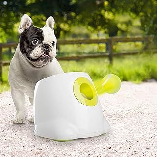 ALL FOR PAWS Automatic Dog Ball Launcher - Interactive Dog Tennis Ball Thrower, Fetch Toy for Small & Medium Dogs, Includes 3pcs 2" Tennis Balls, Mini Throwing Balls Machine for Puppies and Pets