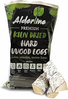 Alderline Kiln-Dried Birch Hardwood Logs 25 L - Ready to Burn firewood - Smokeless 25 cm fire logs for wood burner, Stoves, Fire Pits, and More! - 1-Pack