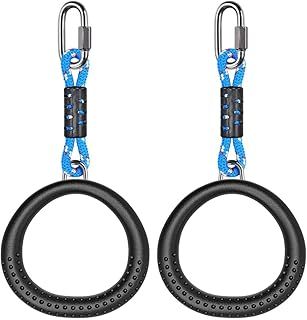 SELEWARE Trapeze Swing Rings, Non-Slip Gymnastic Rings Pull Up Exercise Rings with Adjustable Ropes for Home Gym Playground Ninja Warrior Obstacle Course Training Workout